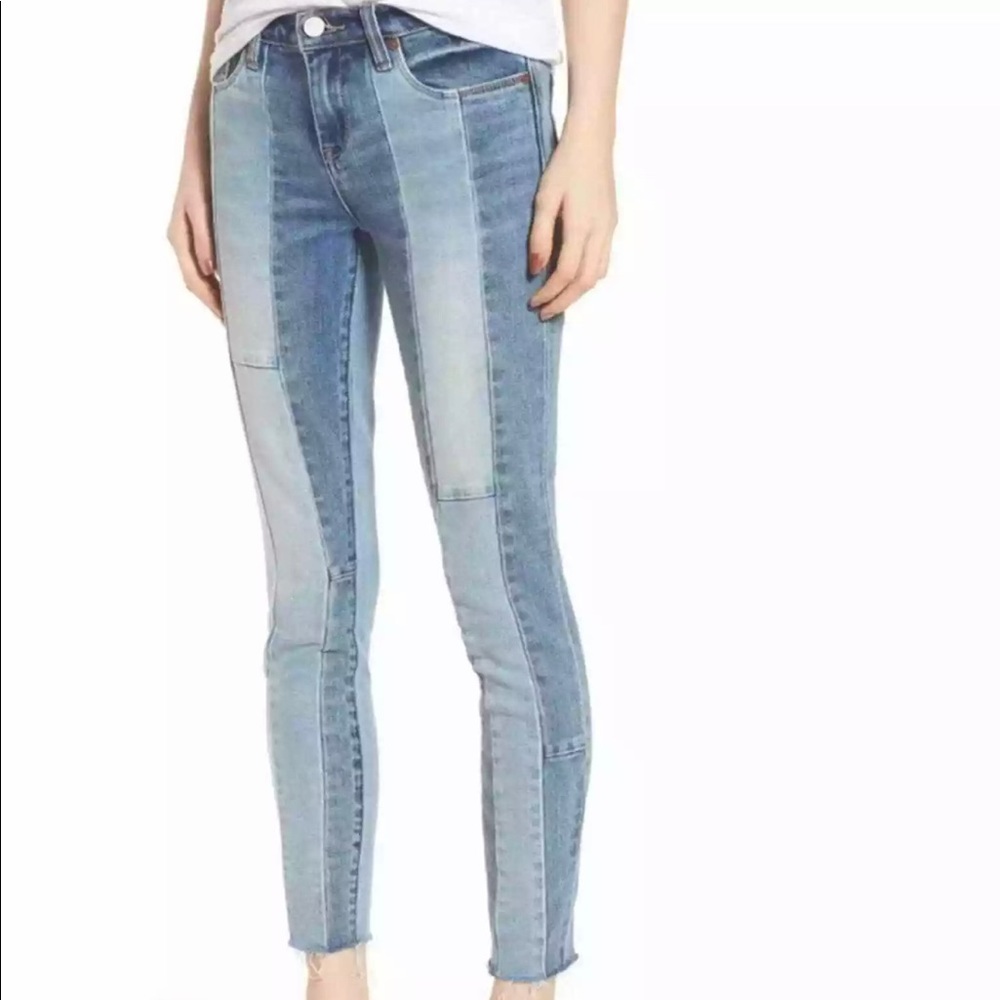 Denim Blank NYC Reade‎ Crop Patch light wash skinny jeans